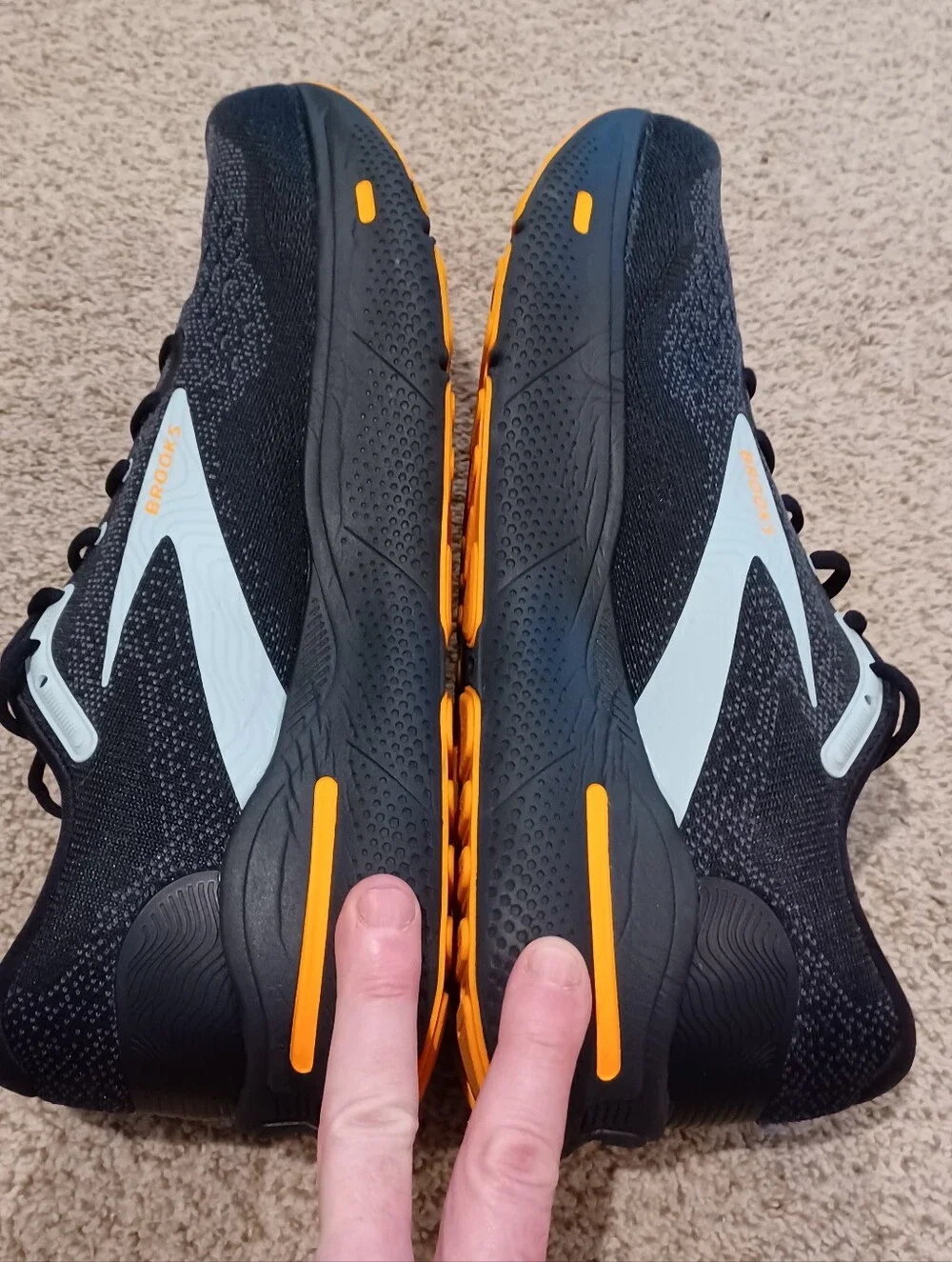 Brooks Ghost Max Running Shoes - Black with Orange Accents Mens Size 13